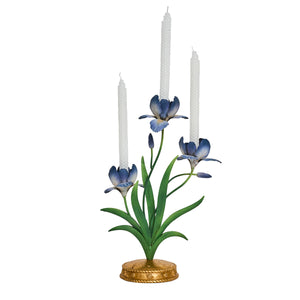 Meadow Walk Iris 14" Centerpiece Candelabra in Chambray
