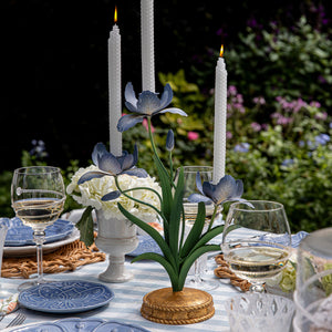 Meadow Walk Iris 14" Centerpiece Candelabra in Chambray