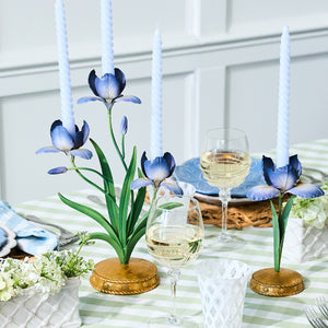Meadow Walk Iris 14" Centerpiece Candelabra in Chambray