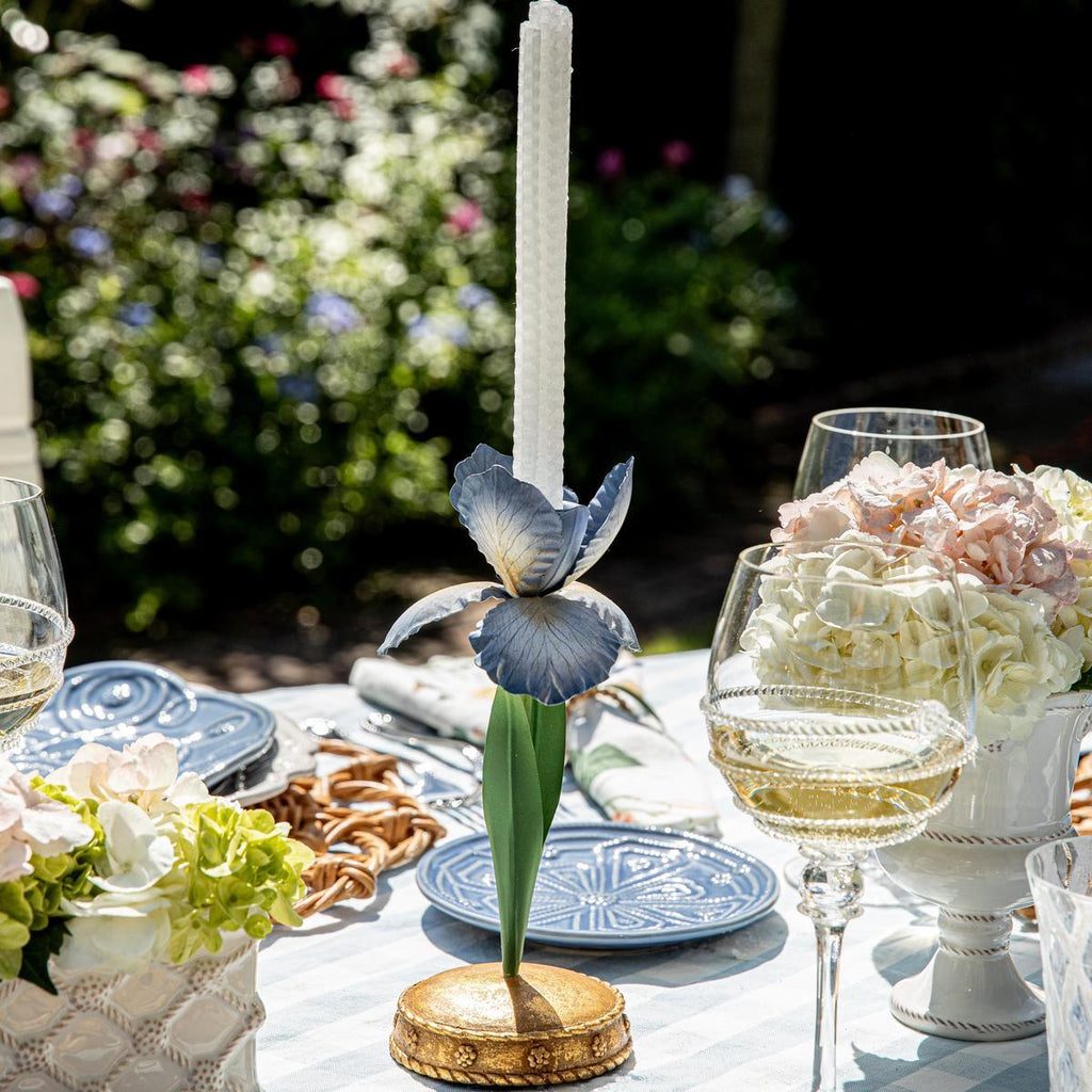 Meadow Walk Iris 9" Candlestick in Chambray