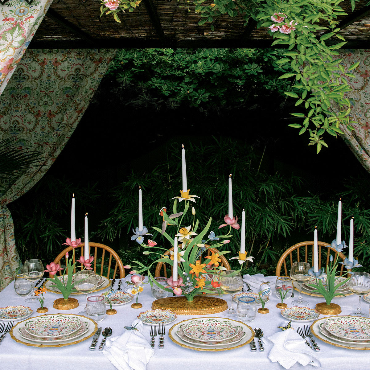 Meadow Walk 25" Bouquet Centerpiece Candelabra in Multi