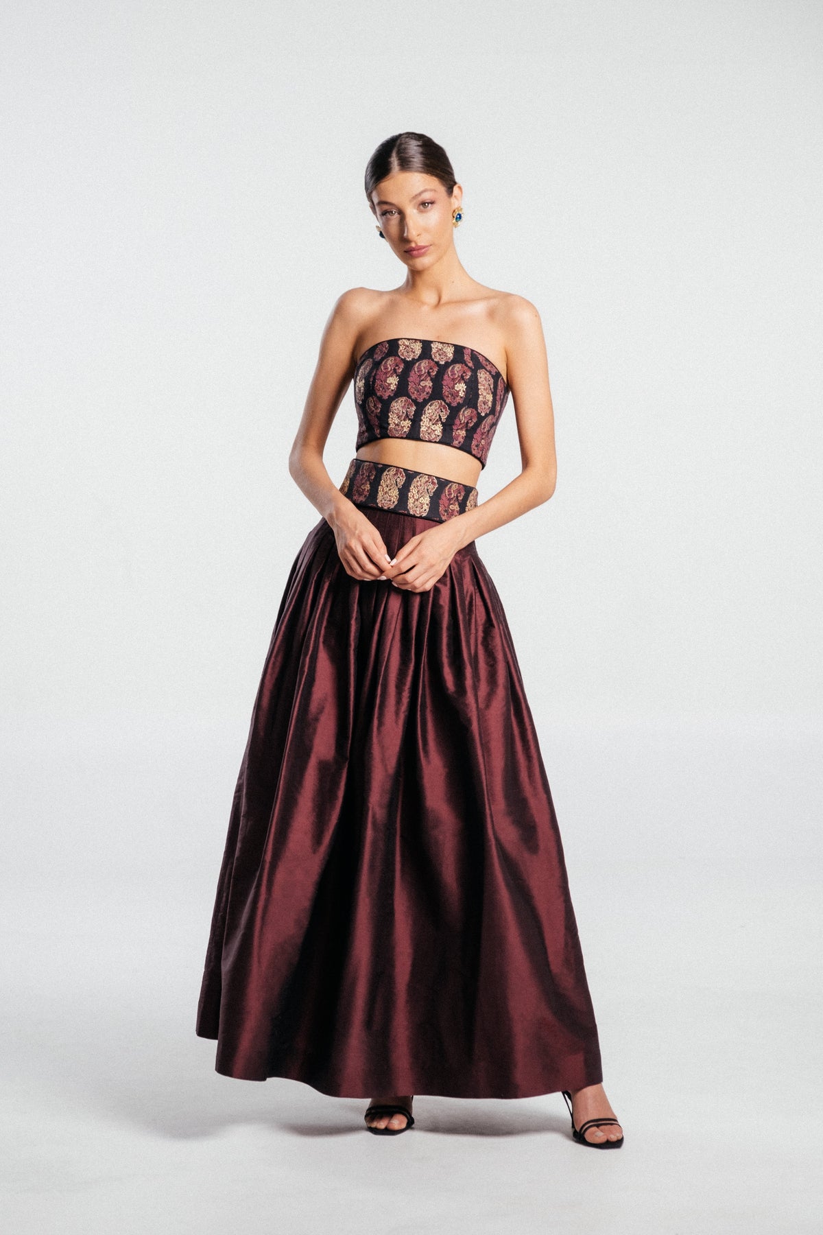 Yass Taffeta Ball Skirt - Burgundy Bottoms - Skirts Rosewater House 