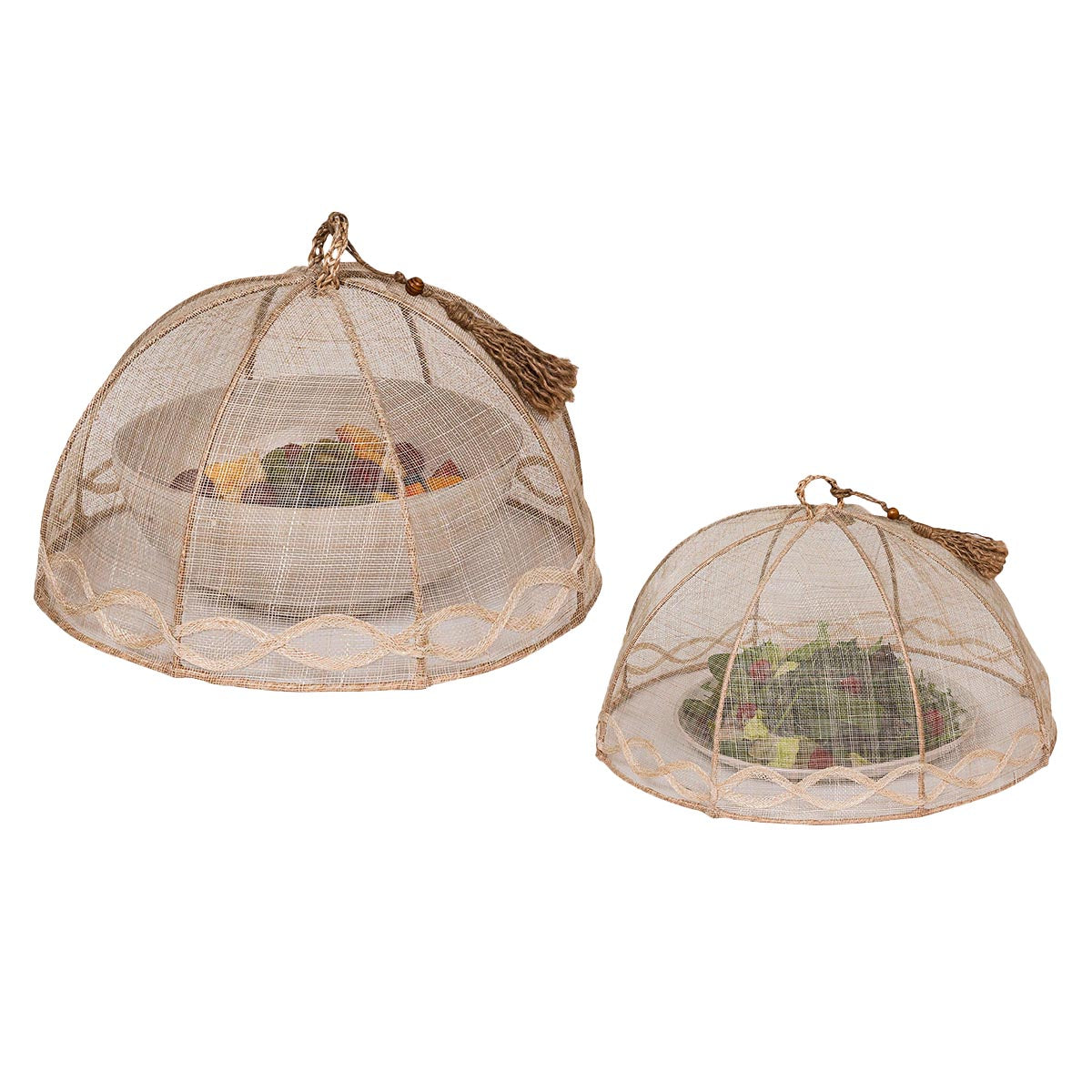 Tuileries Garden Mesh Round Food Cover in Natural, Set of 2