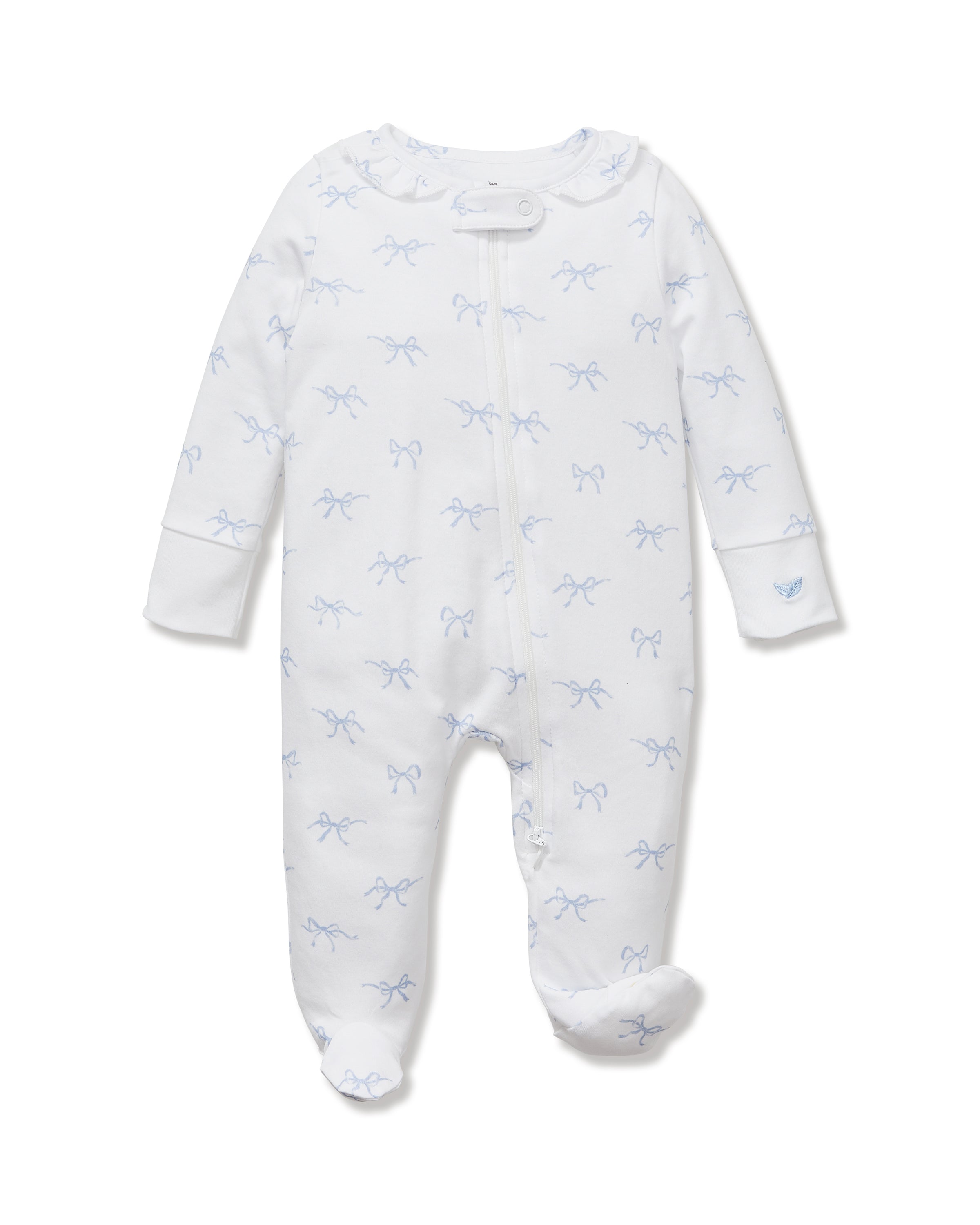 Baby’s Pima Romper in Something Blue Bows