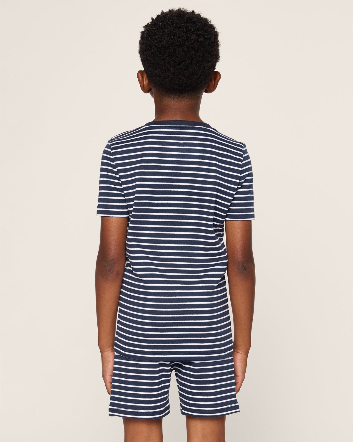 Kid’s Pima Snug Fit Pajama Short Set in Navy Stripe