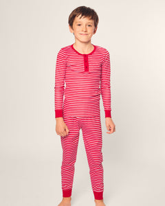 Kid’s Pima Snug Fit Pajama Set in Red Stripe