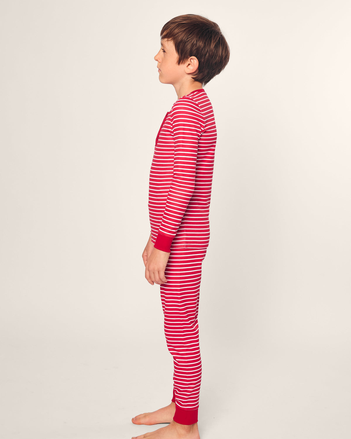 Kid’s Pima Snug Fit Pajama Set in Red Stripe