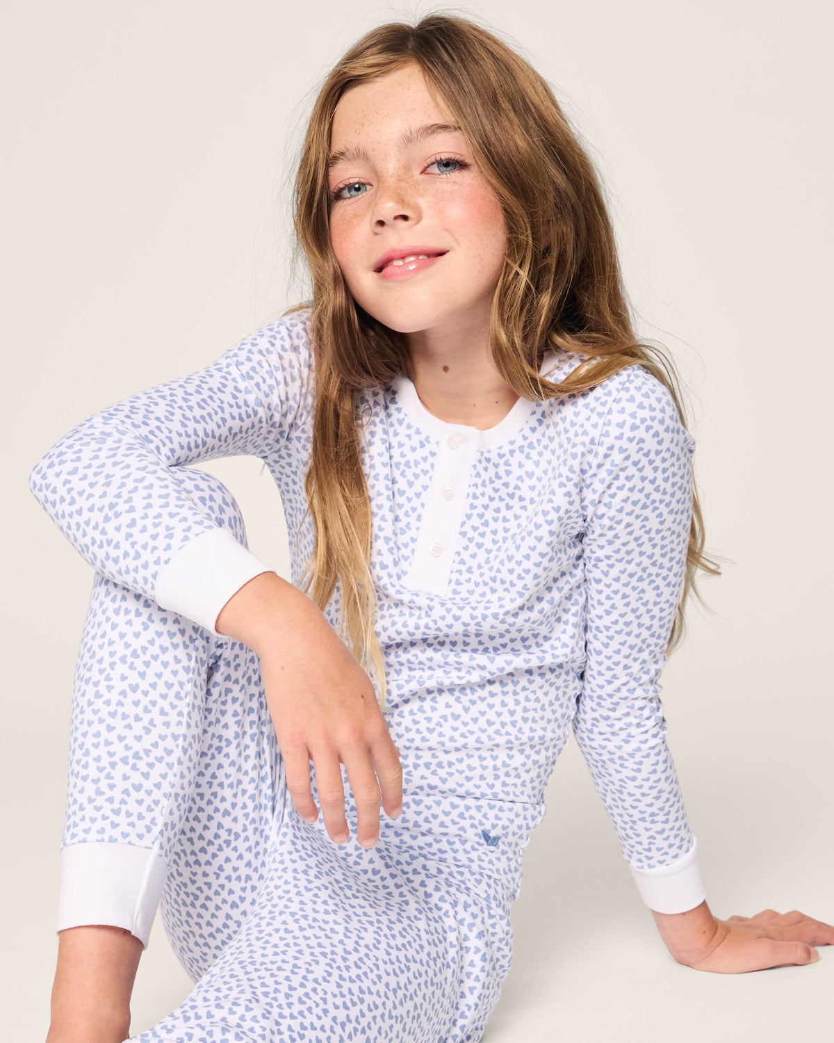 Kid’s Pima Snug Fit Pajama Set in Bluehearts