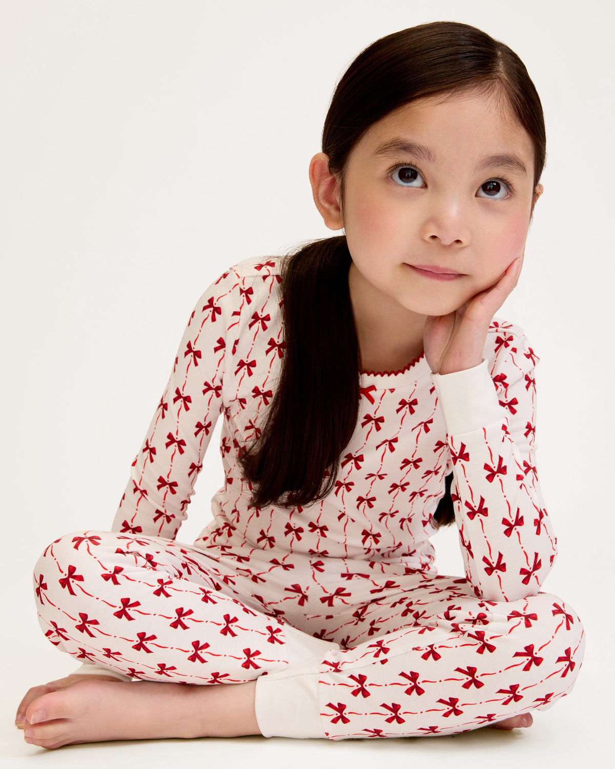 Kid’s Pima Snug Fit Pajama Set in Blissful Bows