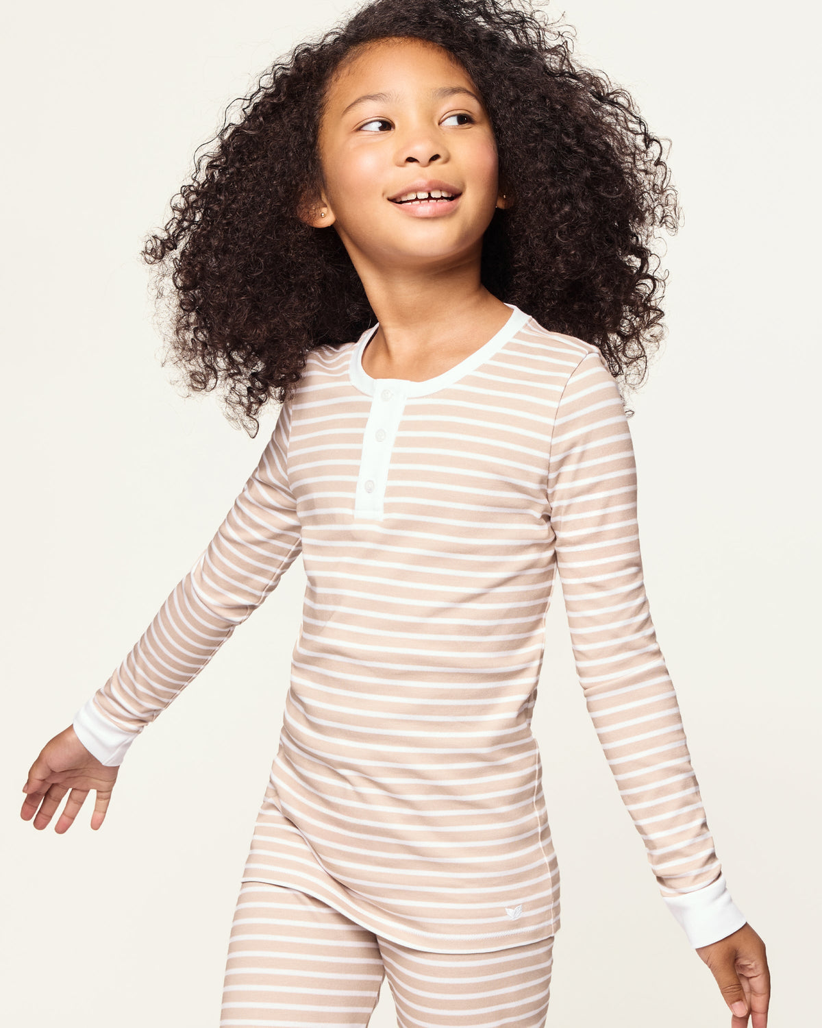 Kid’s Pima Snug Fit Pajama Set in Camel Stripe