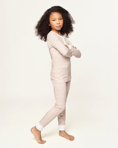 Kid’s Pima Snug Fit Pajama Set in Camel Stripe