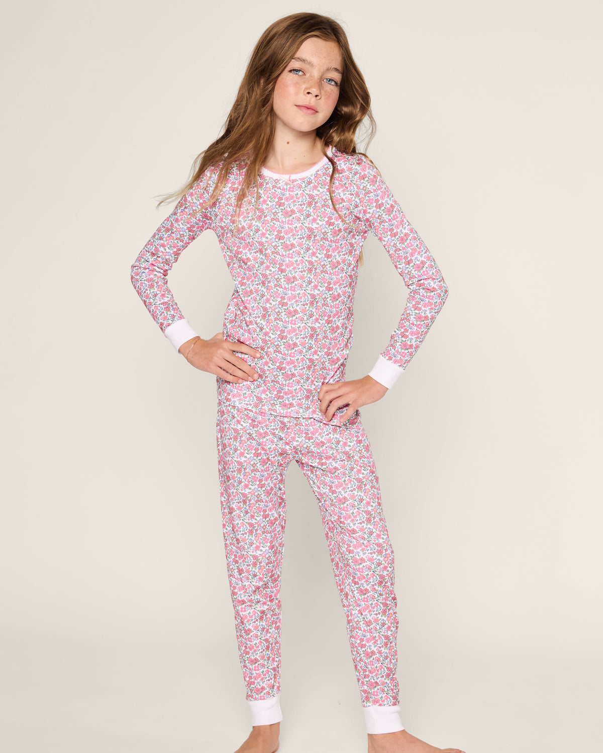 Kid’s Pima Snug Fit Pajama Set in Fleurs de Rose