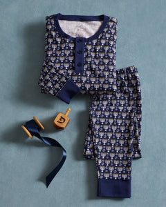Kid’s Pima Snug Fit Pajama Set in Festival of Lights