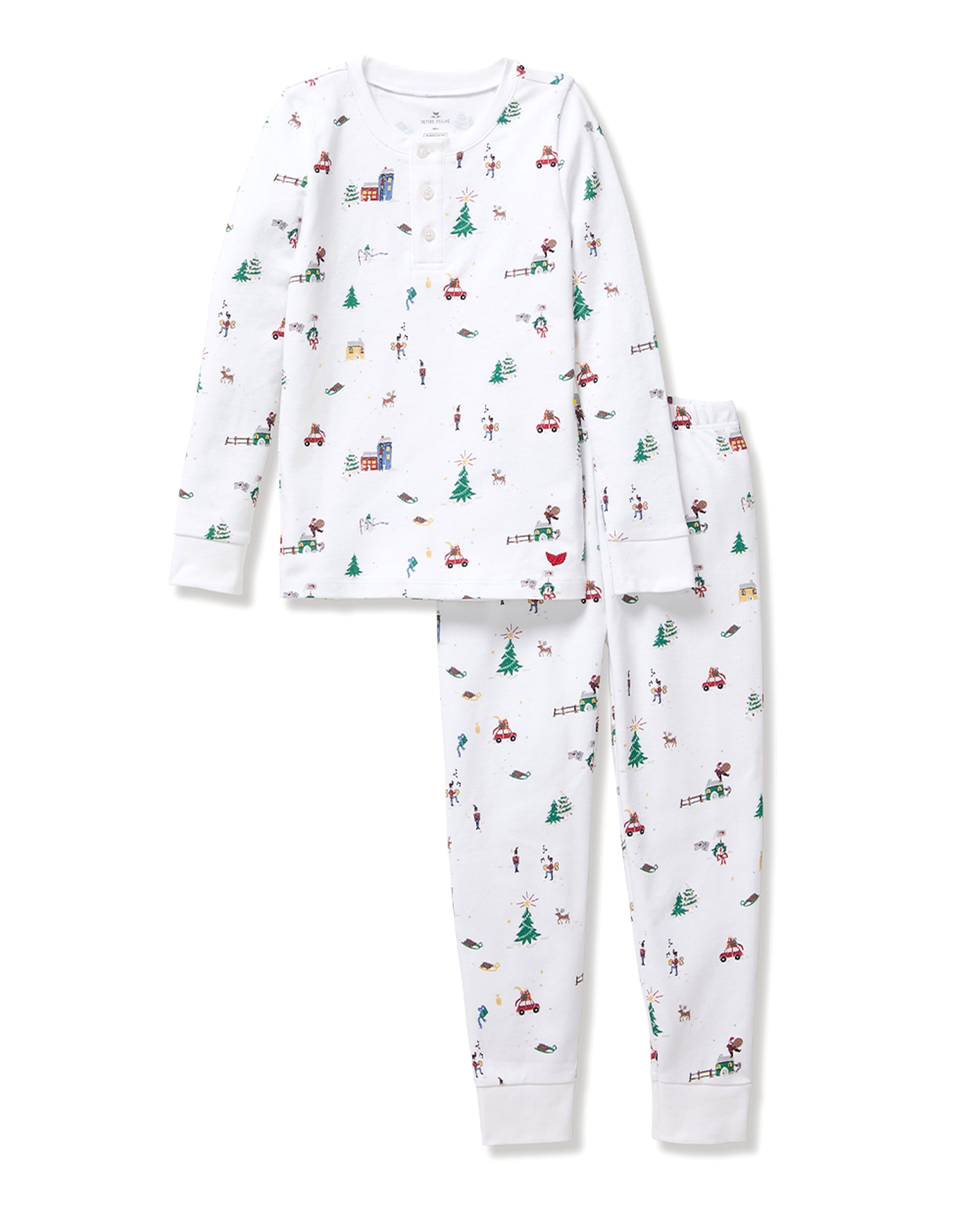 Kid’s Pima Snug Fit Pajama Set in Holiday Town