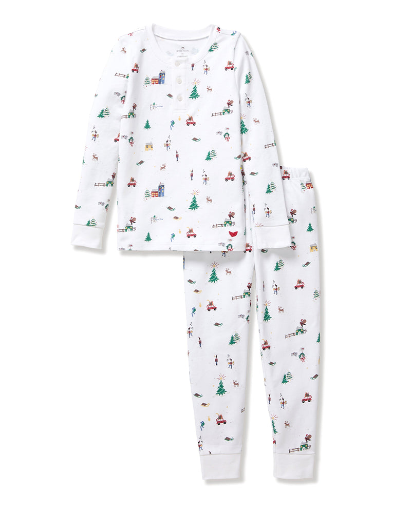 Kid’s Pima Snug Fit Pajama Set in Holiday Town