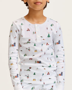 Kid’s Pima Snug Fit Pajama Set in Holiday Town