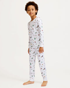 Kid’s Pima Snug Fit Pajama Set in Holiday Town