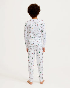 Kid’s Pima Snug Fit Pajama Set in Holiday Town