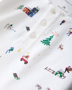 Kid’s Pima Snug Fit Pajama Set in Holiday Town