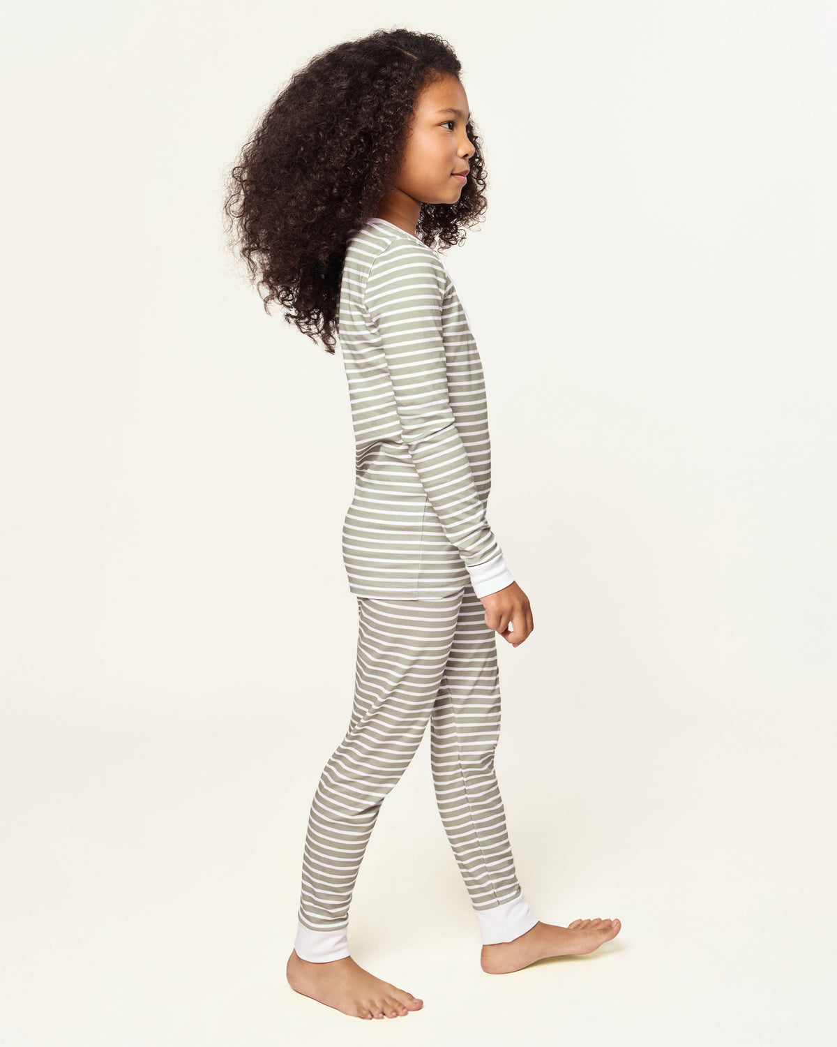 Kid’s Pima Snug Fit Pajama Set in Sage Stripe