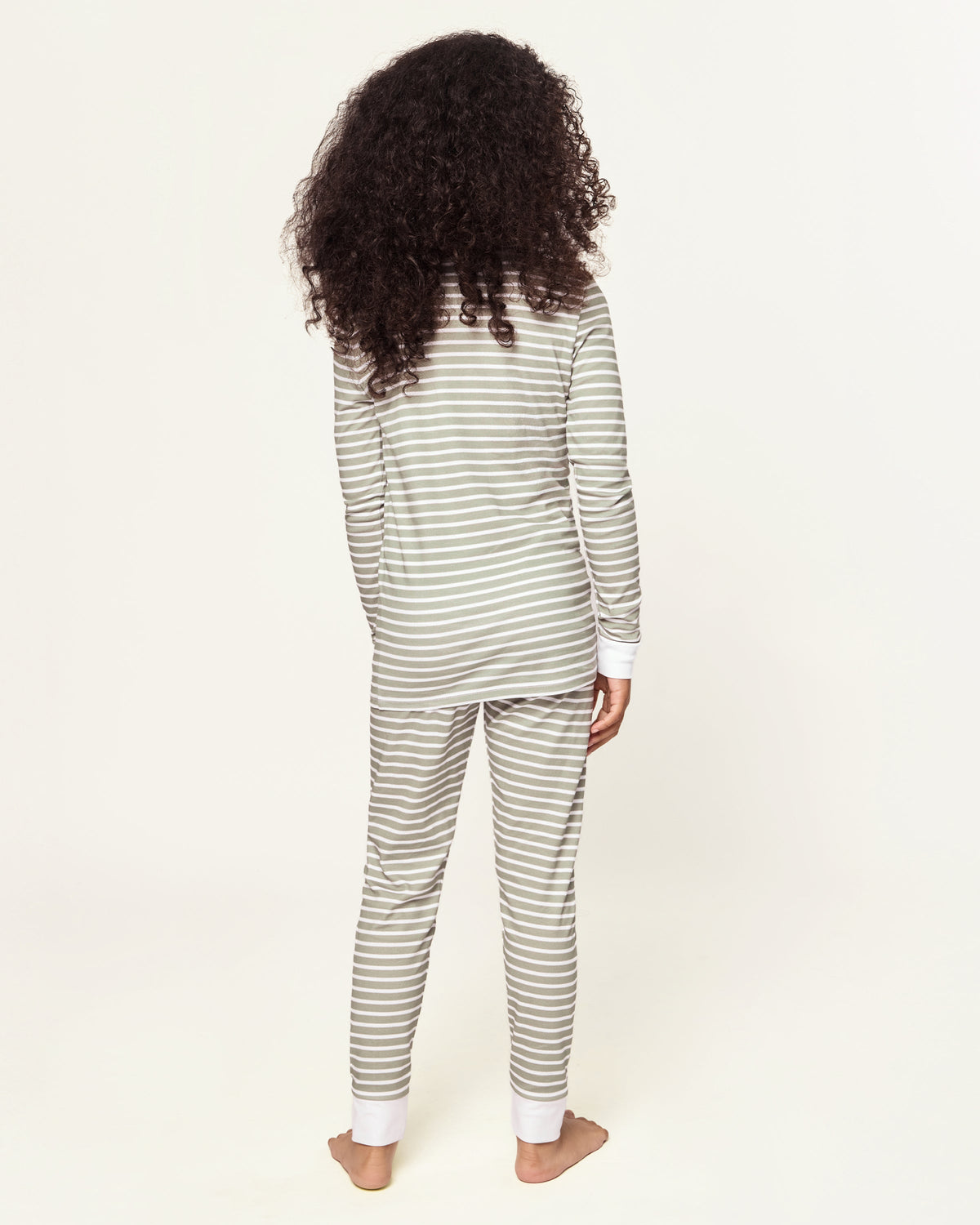 Kid’s Pima Snug Fit Pajama Set in Sage Stripe