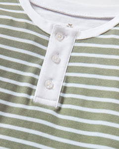 Kid’s Pima Snug Fit Pajama Set in Sage Stripe