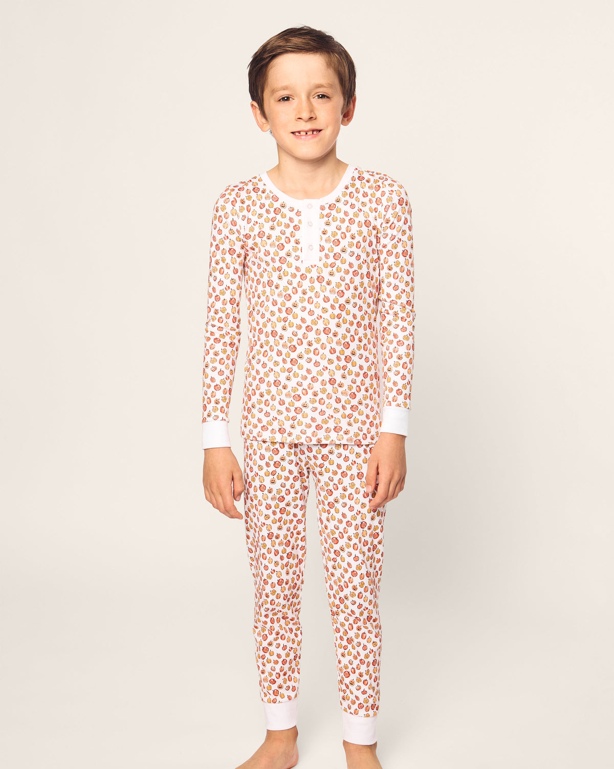 Kid's Pima Snug Fit Pajama Set in Pumpkin Patch
