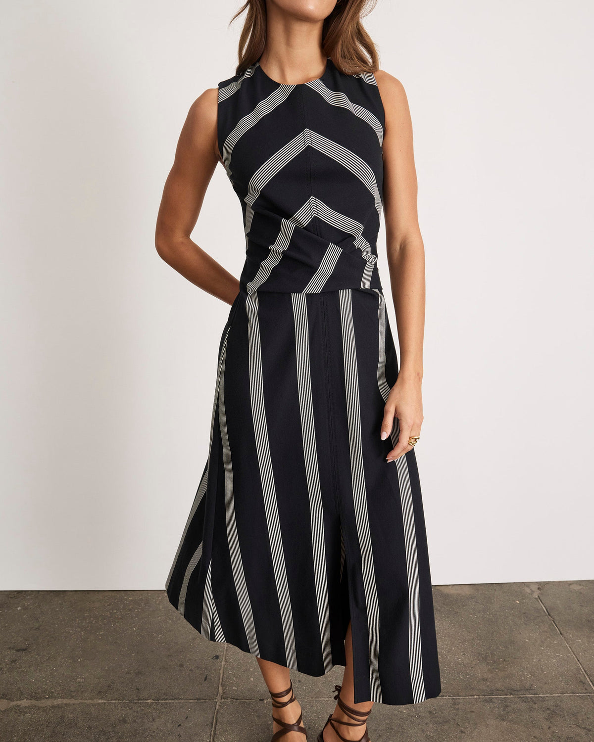 Theo Dress in Black & Cream