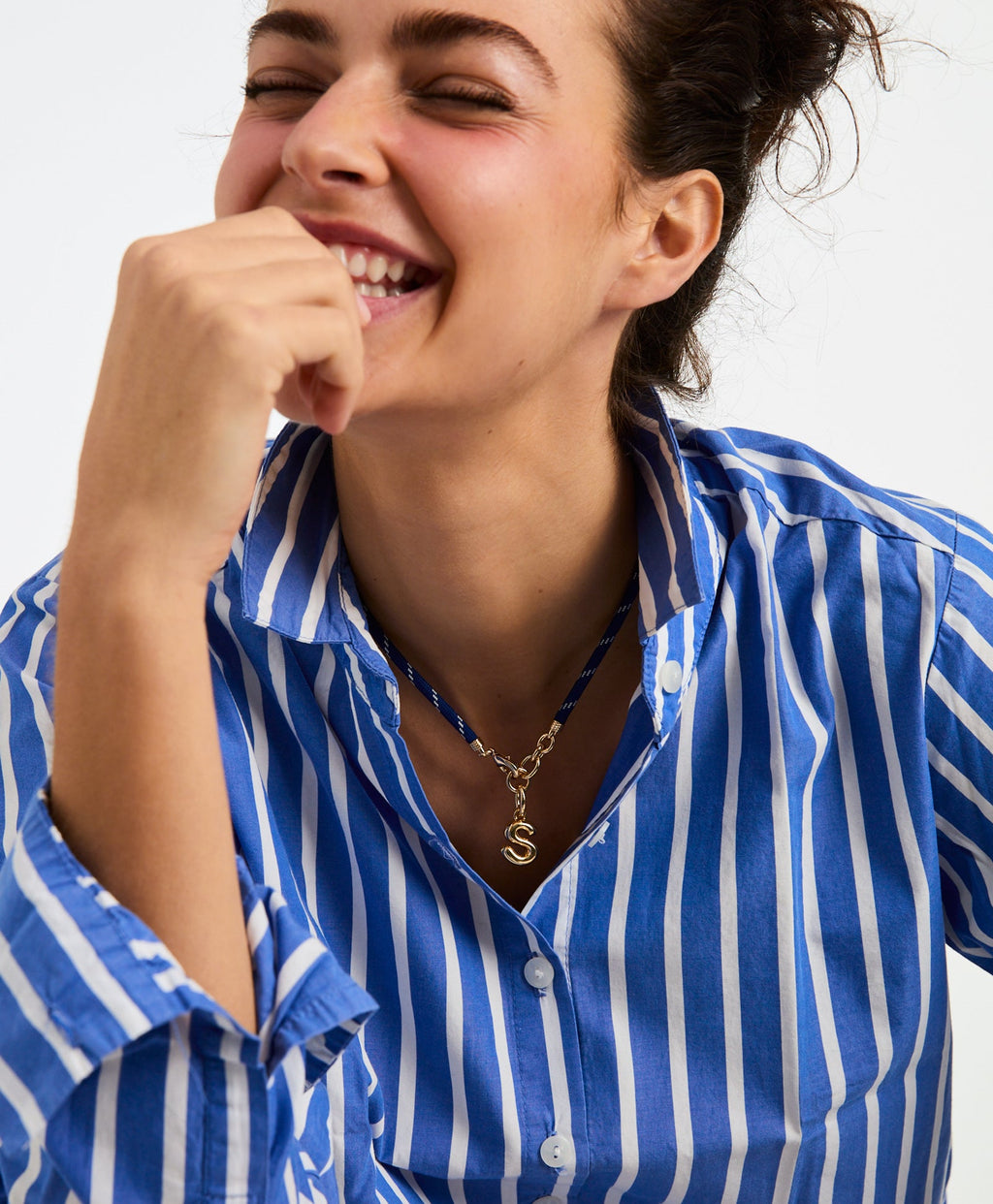 The Happy Cord Charm Necklace in Blue