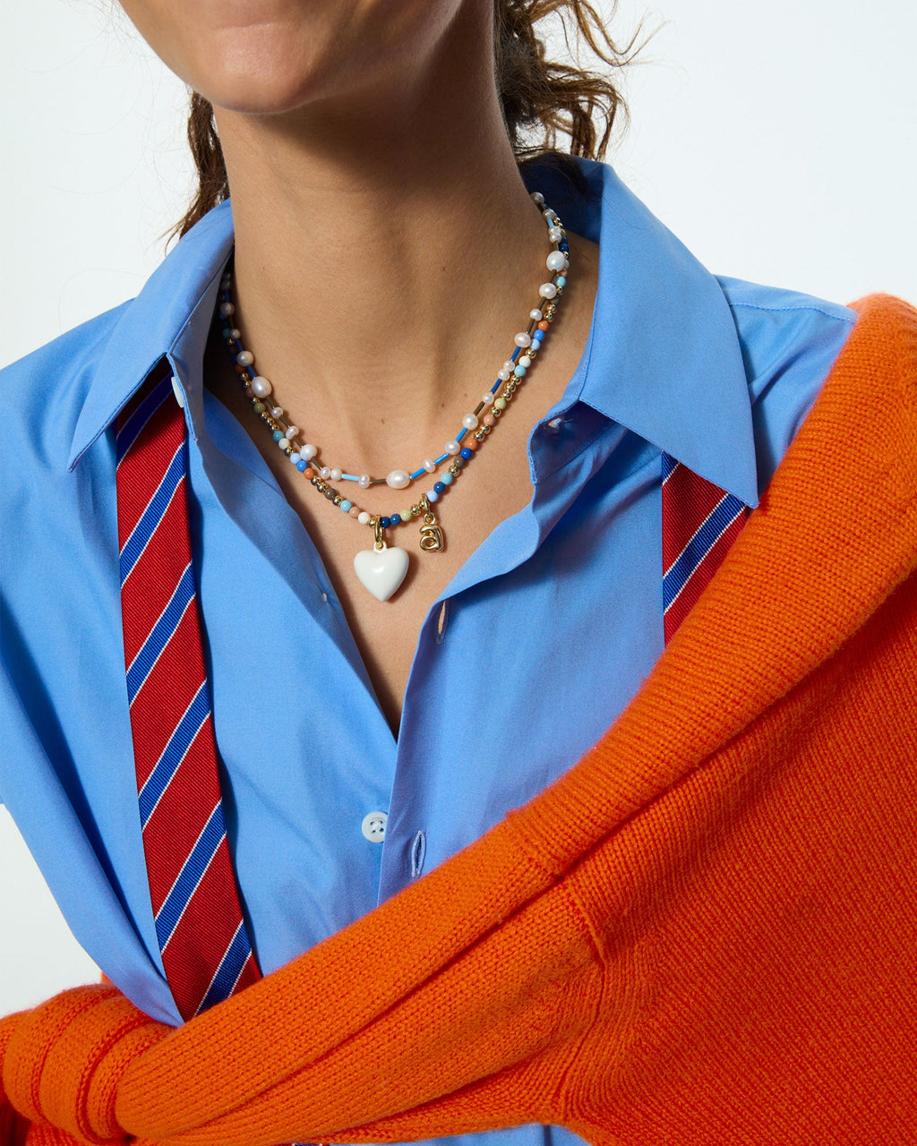 The Happy Baby Bead Necklace Duo in Denim