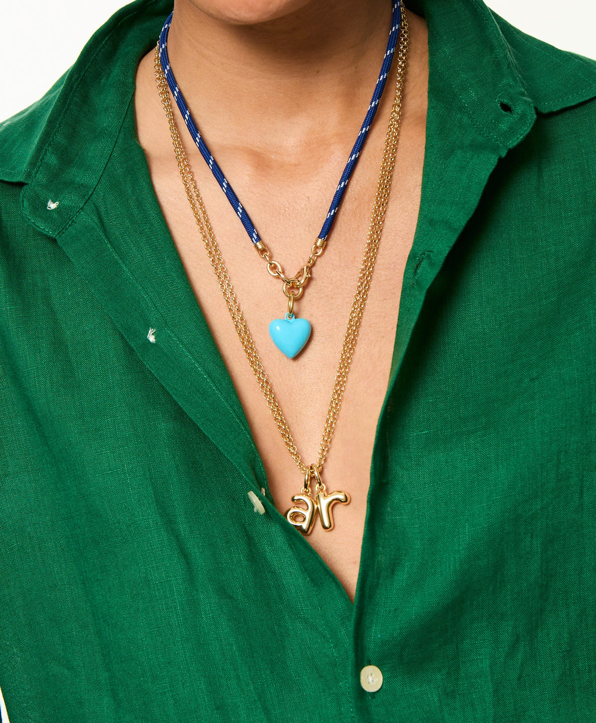 The Happy Cord Charm Necklace in Blue