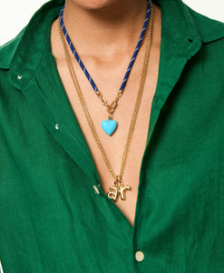 The Happy Cord Charm Necklace in Blue