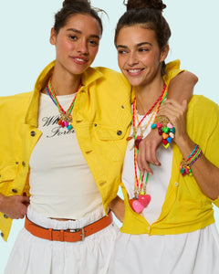 The Happy Cord Mini Double Heart Necklace in Beyond the Sea