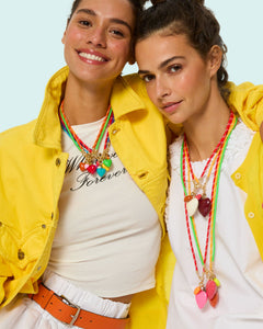 The Happy Cord Long Big Double Heart Necklace in Fields of Gold