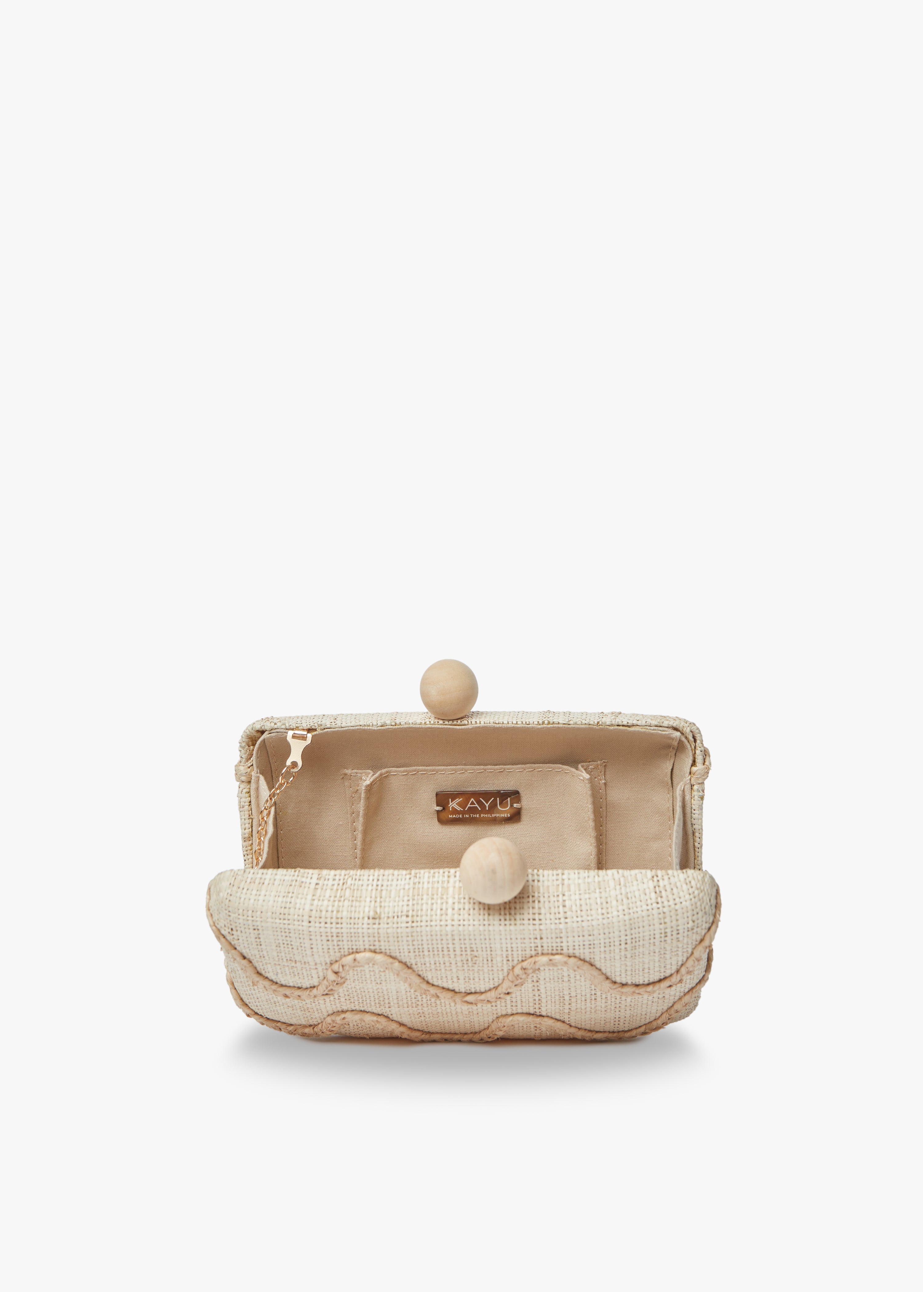 Tierra Embroidered Straw Clutch Bag in Natural