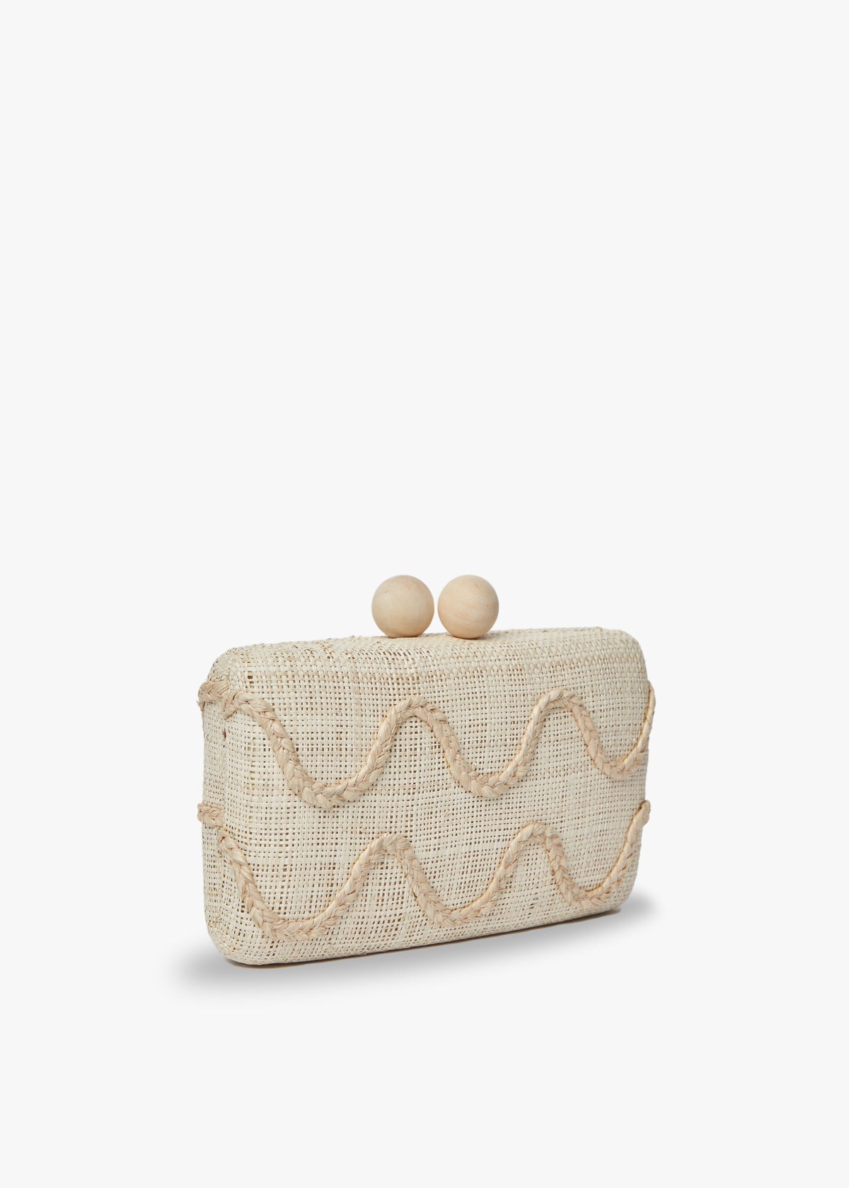 Tierra Embroidered Straw Clutch Bag in Natural