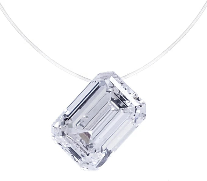 Emerald Cut “Floating” Diamond Pendant
