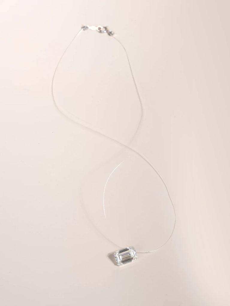 Emerald Cut “Floating” Diamond Pendant
