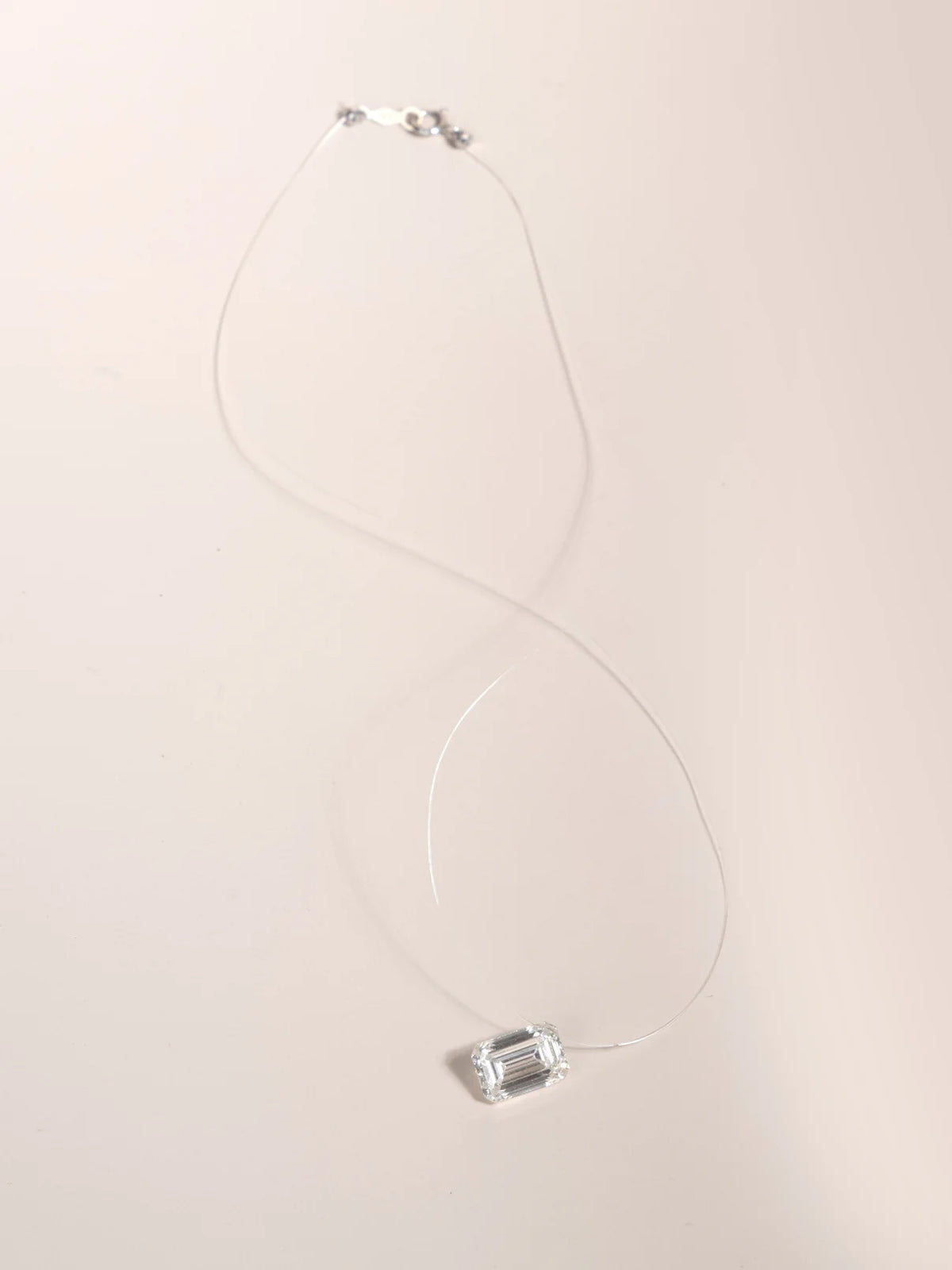 Emerald Cut “Floating” Diamond Pendant