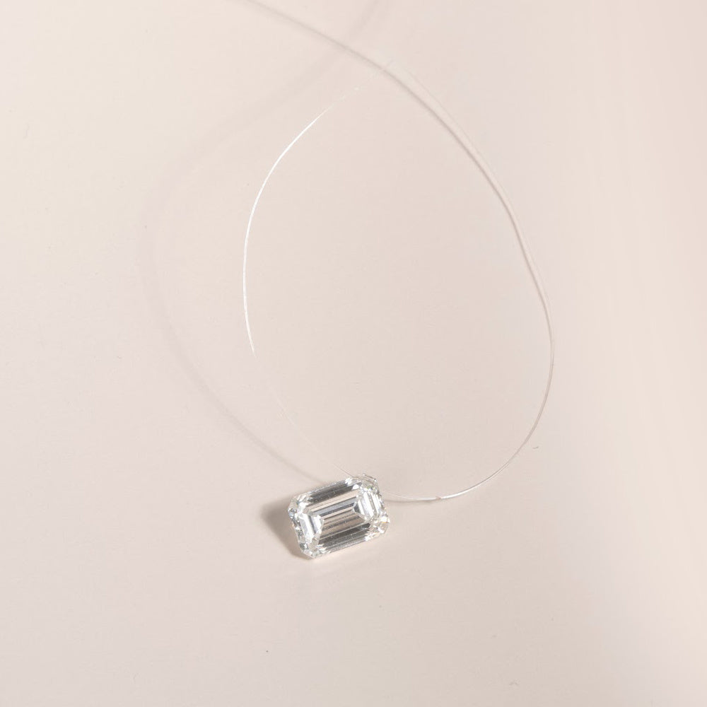 Emerald Cut “Floating” Diamond Pendant