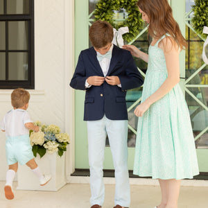 Henry Duvall Baker Bow Tie in Watercolor Seersucker, a classic pre-tied boys bow tie designed for spring and Easter outfits.