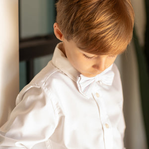Henry Duvall Baker Bow Tie in Watercolor Seersucker, a classic pre-tied boys bow tie designed for spring and Easter outfits.