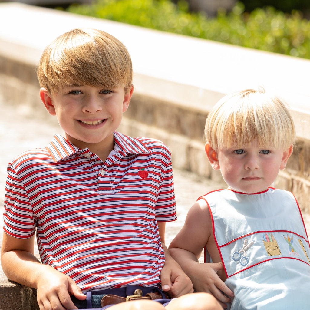 Boys Red Striped Polo - Henry Duvall