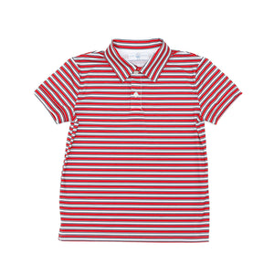 Boys Red Striped Polo - Henry Duvall