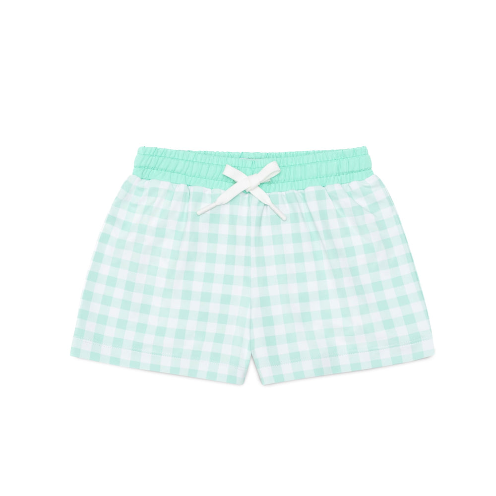 Classic boys’ swim trunks by Henry Duvall in a tailored above-the-knee fit with UPF 50+ protection, featuring an elastic waistband and drawstring for a comfortable summer look.