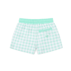 Classic boys’ swim trunks by Henry Duvall in a tailored above-the-knee fit with UPF 50+ protection, featuring an elastic waistband and drawstring for a comfortable summer look.