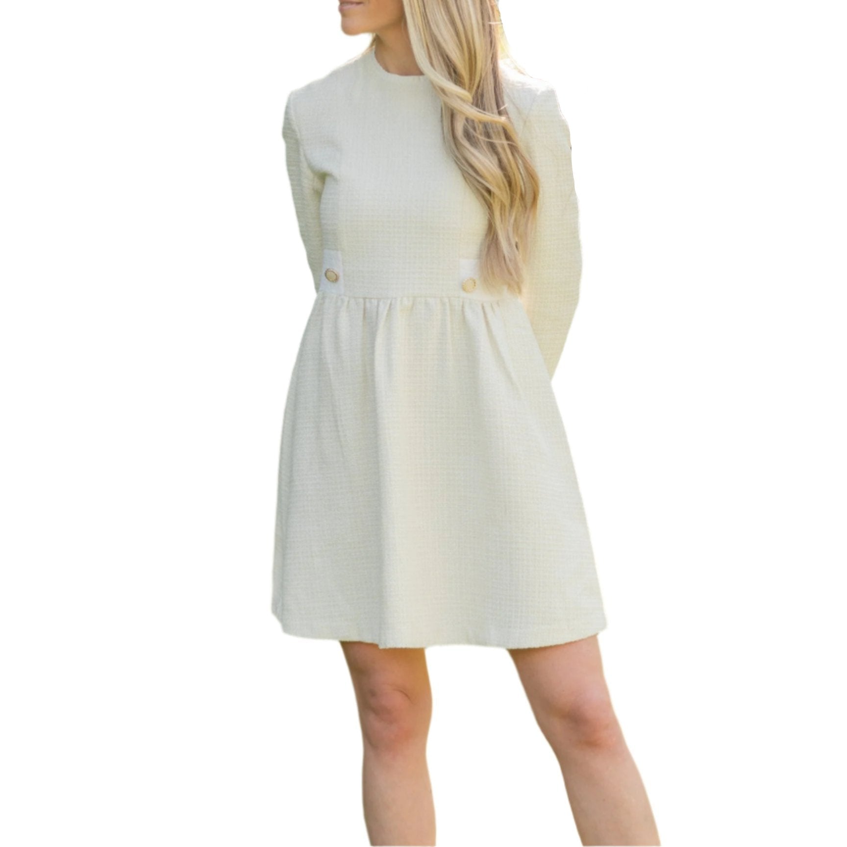 Caroline Dress in Cream Tweed