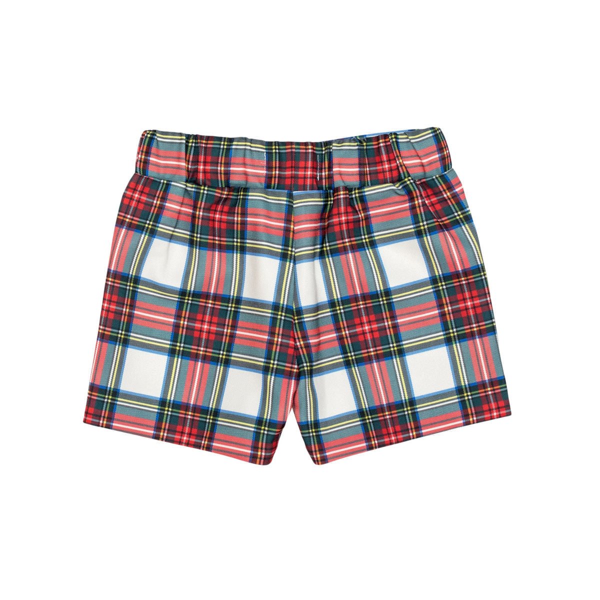 Henry Duvall Sullivan Short Set in red and green Townsend Tartan with tartan-trimmed white top and matching shorts for toddler boys, classic holiday outfit to coordinate with sibling styles.