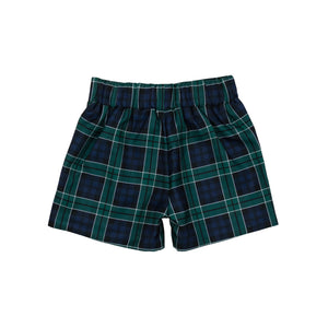 Boys holiday short set in Newbury Tartan with white poplin top and tartan trim, festive Christmas outfit for boys with coordinating sibling options