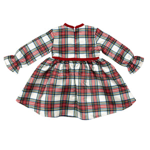Girl's plaid holiday dress in Townsend Tartan with bow waist detail, vintage-inspired fit, perfect for family photos and festive gatherings – Henry Duvall classic